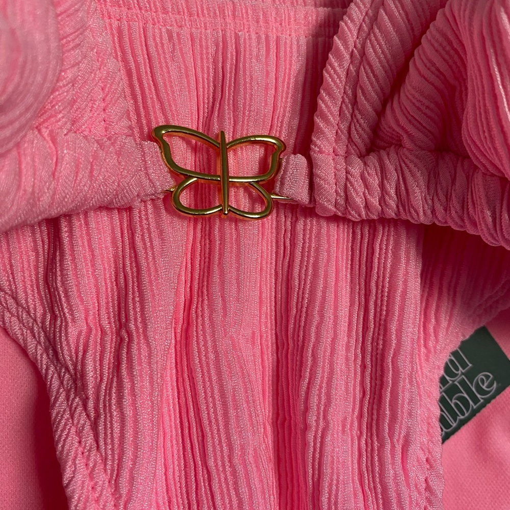 Wild Fable Pink Textured bikini with Gold Butterfly Accent